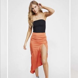 NWT Free People Orange Lola Slit Skirt Size 6